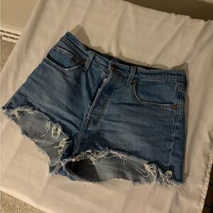 Levi's Blue Distressed Jean Shorts